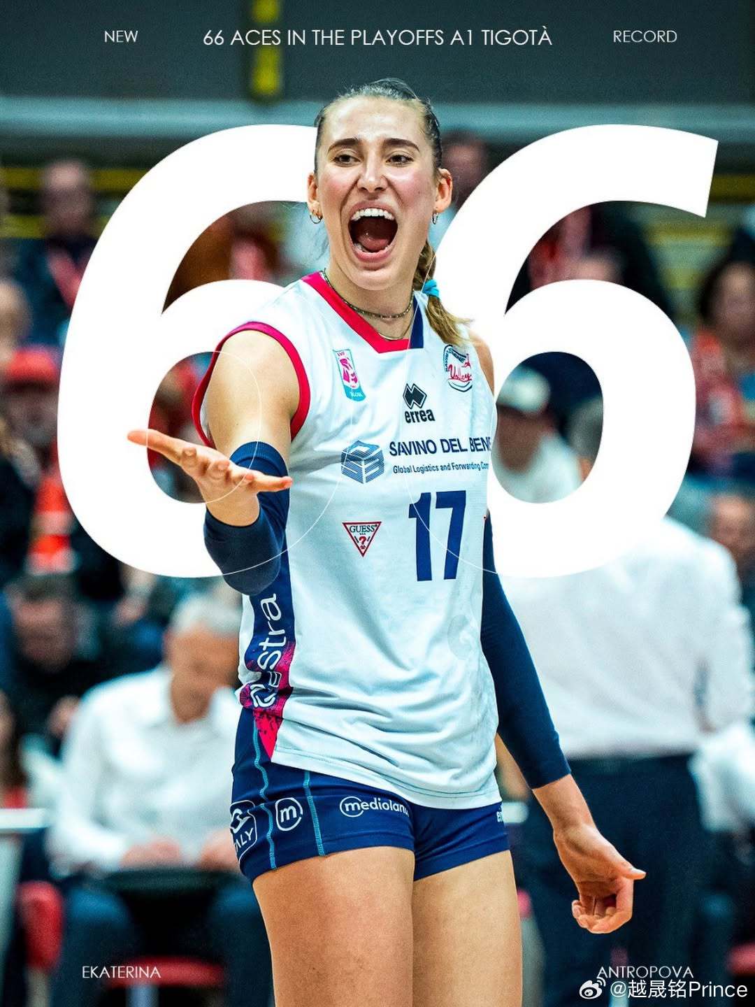 ☄️ 叶卡捷琳娜·安特罗波娃的纪录 安特罗波娃今天凭借一记ACE球，成为意甲联赛