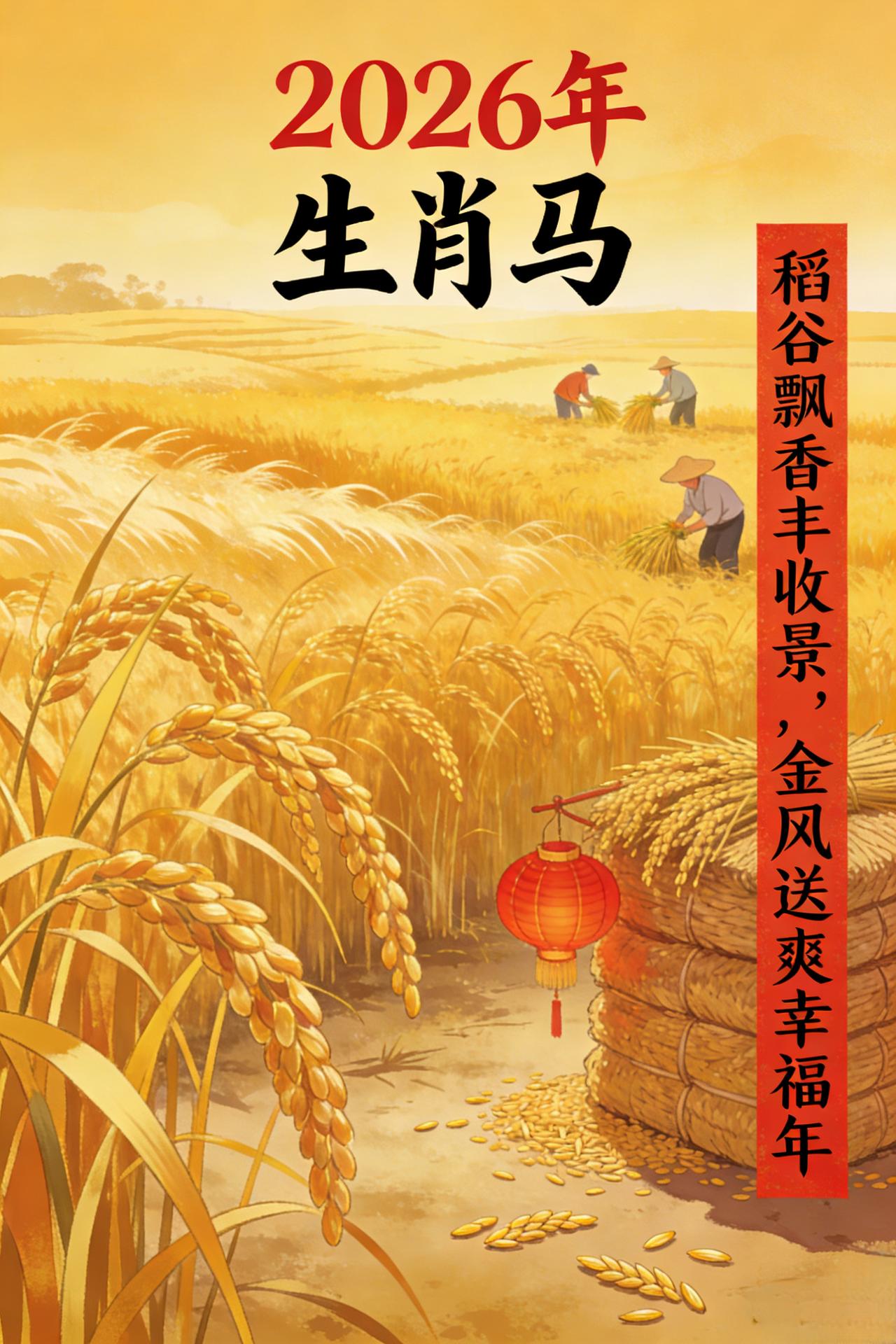 上联：稻谷飘香丰收景，请出下联 金风送爽幸福年