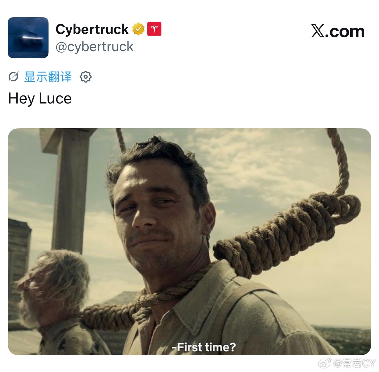 特斯拉调戏/安抚了一下法拉利。Cybertruck 官方账号发了一条“Hey L