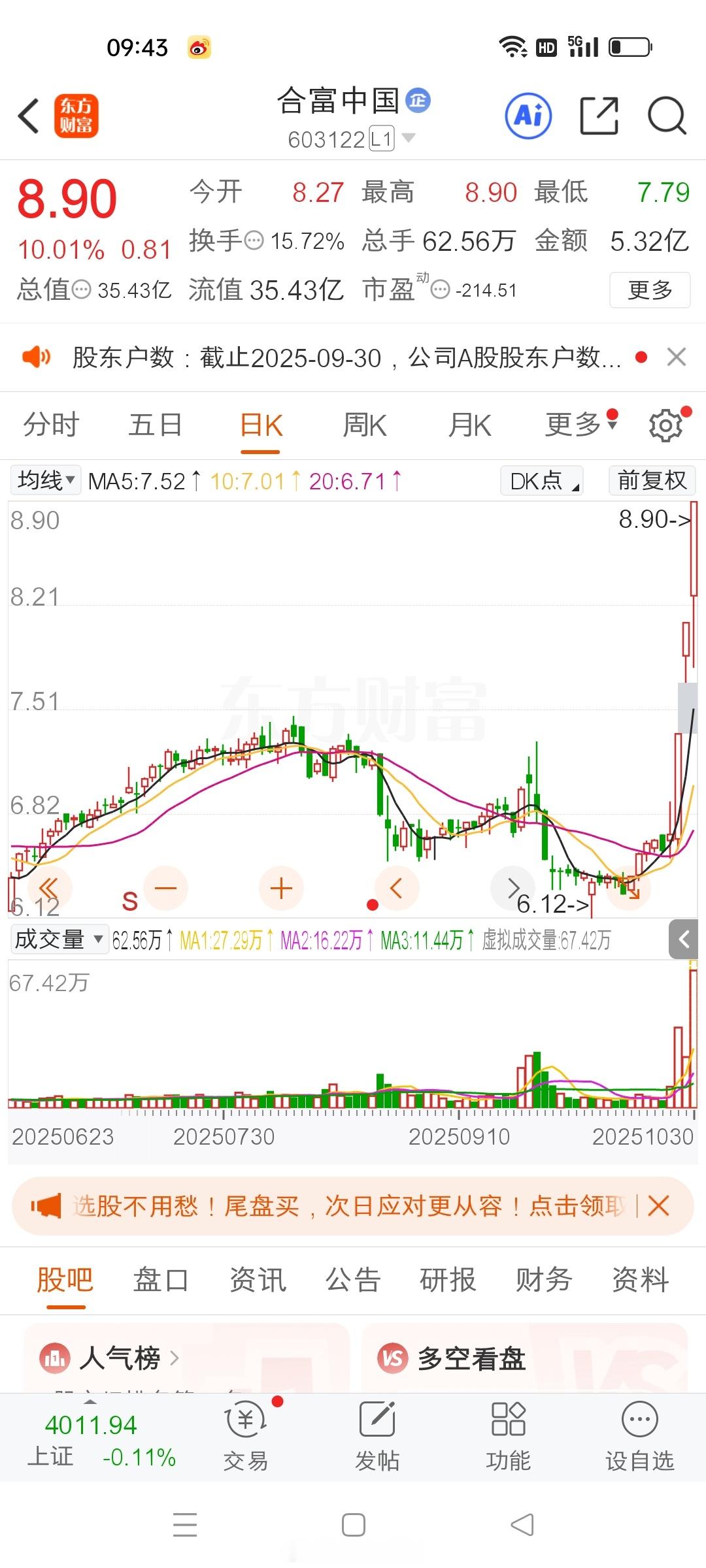 合富中国这大长腿也太猛了！🚀 车上的老铁们接着啃肉，扣168沾沾喜气～ 被洗下