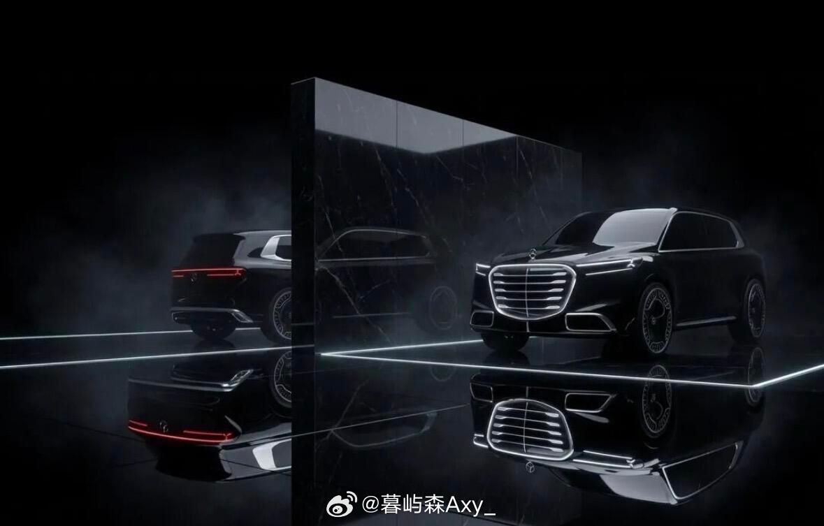 汽车 全新迈巴赫GLS概念视觉，极简黑调展厅氛围感拉满，高级奢华。汽场全开迈巴赫