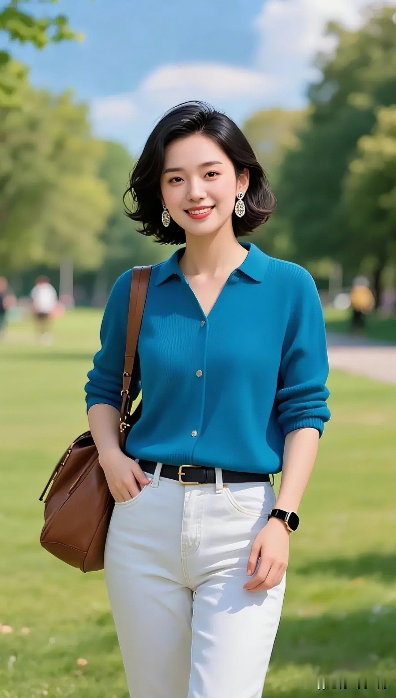 清新夏日穿搭，蓝白相间，轻松自在！🌞👗👖有哪些女生日常好看的穿搭可以借鉴