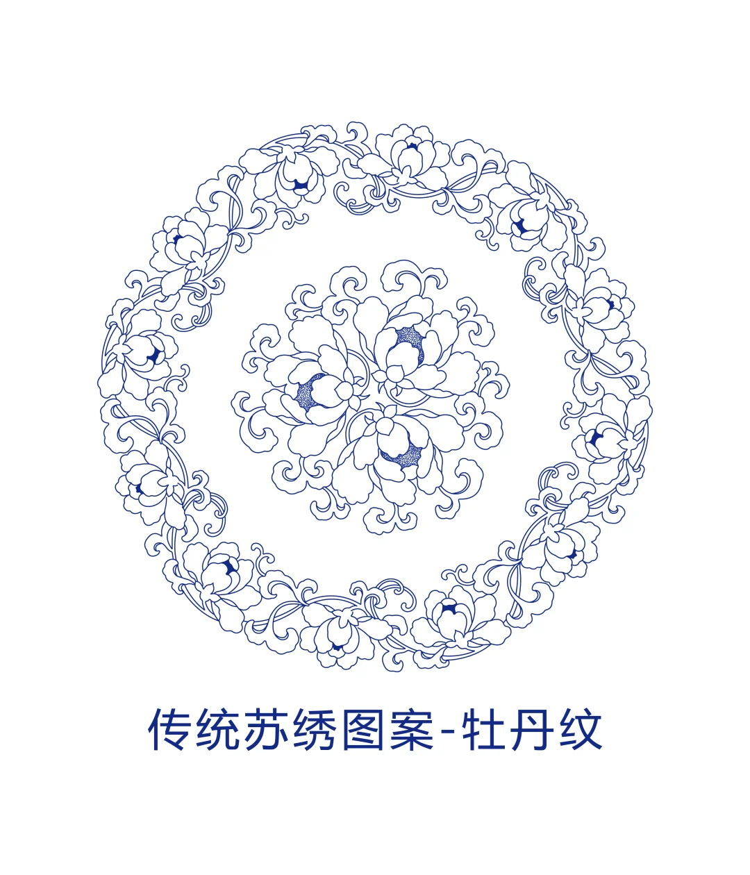 传统苏绣图案-牡丹纹