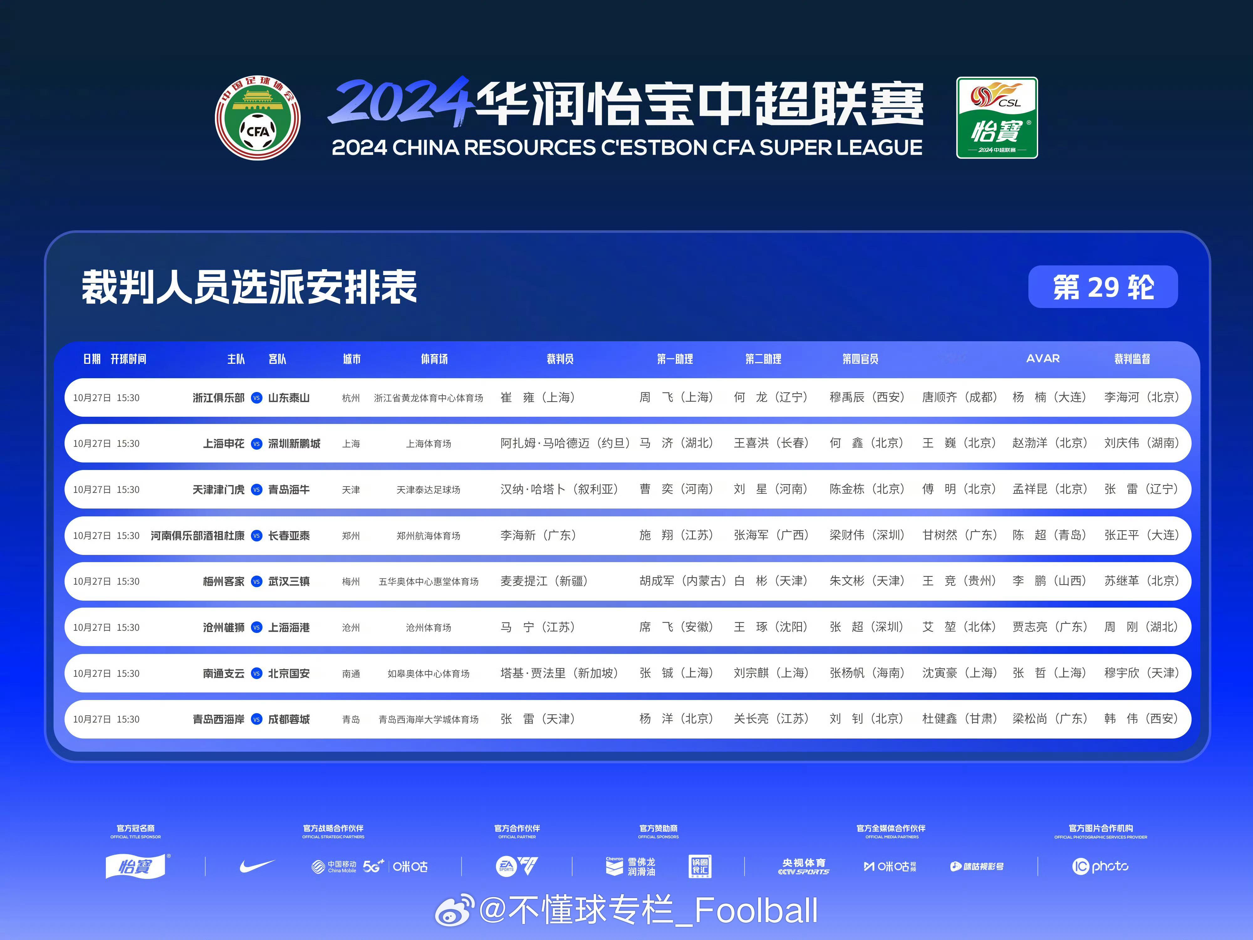 塔基上一次执法中超联赛就是在上赛季的倒数第二轮，当时一共两场比赛由洋哨执法，另一
