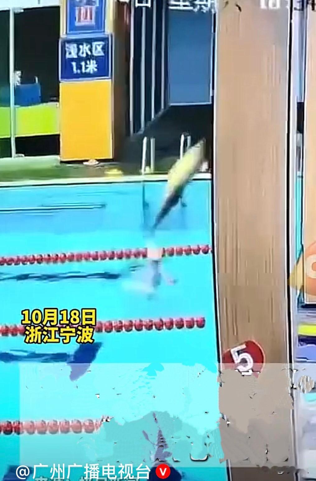 10月18日 ，浙江宁波慈溪市一游泳馆内，一37岁男子领着女儿游泳，
女儿高兴的