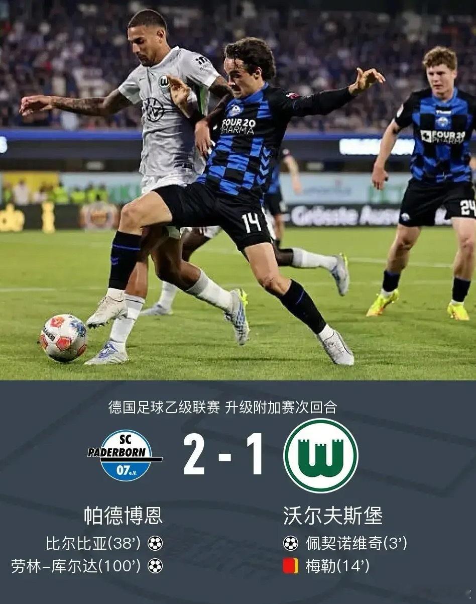足球 北京时间5月26日，德甲升降级附加赛次回合，帕德博恩主场对阵沃尔夫斯堡。佩