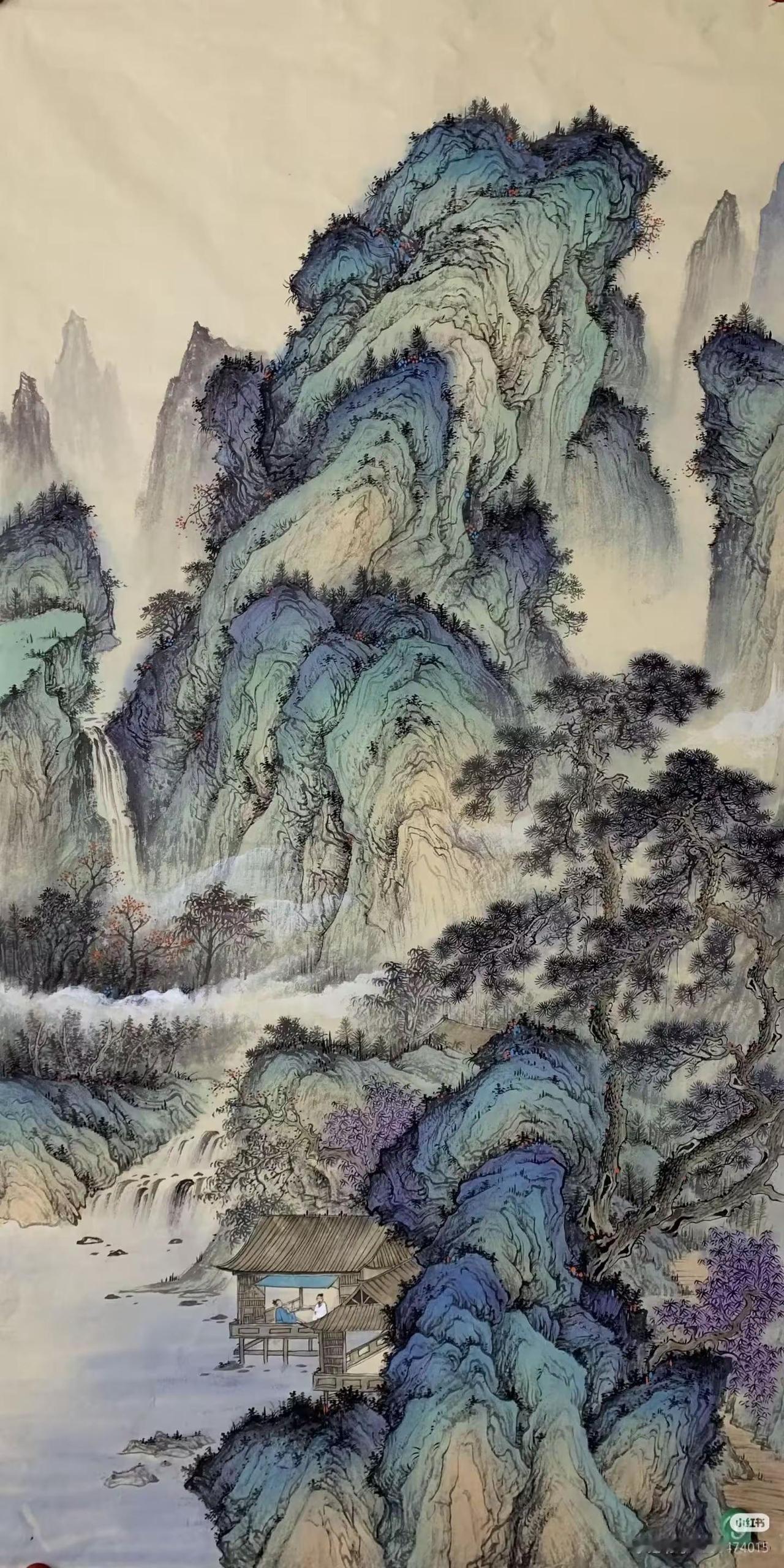 溪山听泉图。客户订制山水国画山水 山水画 美术鉴赏 国画