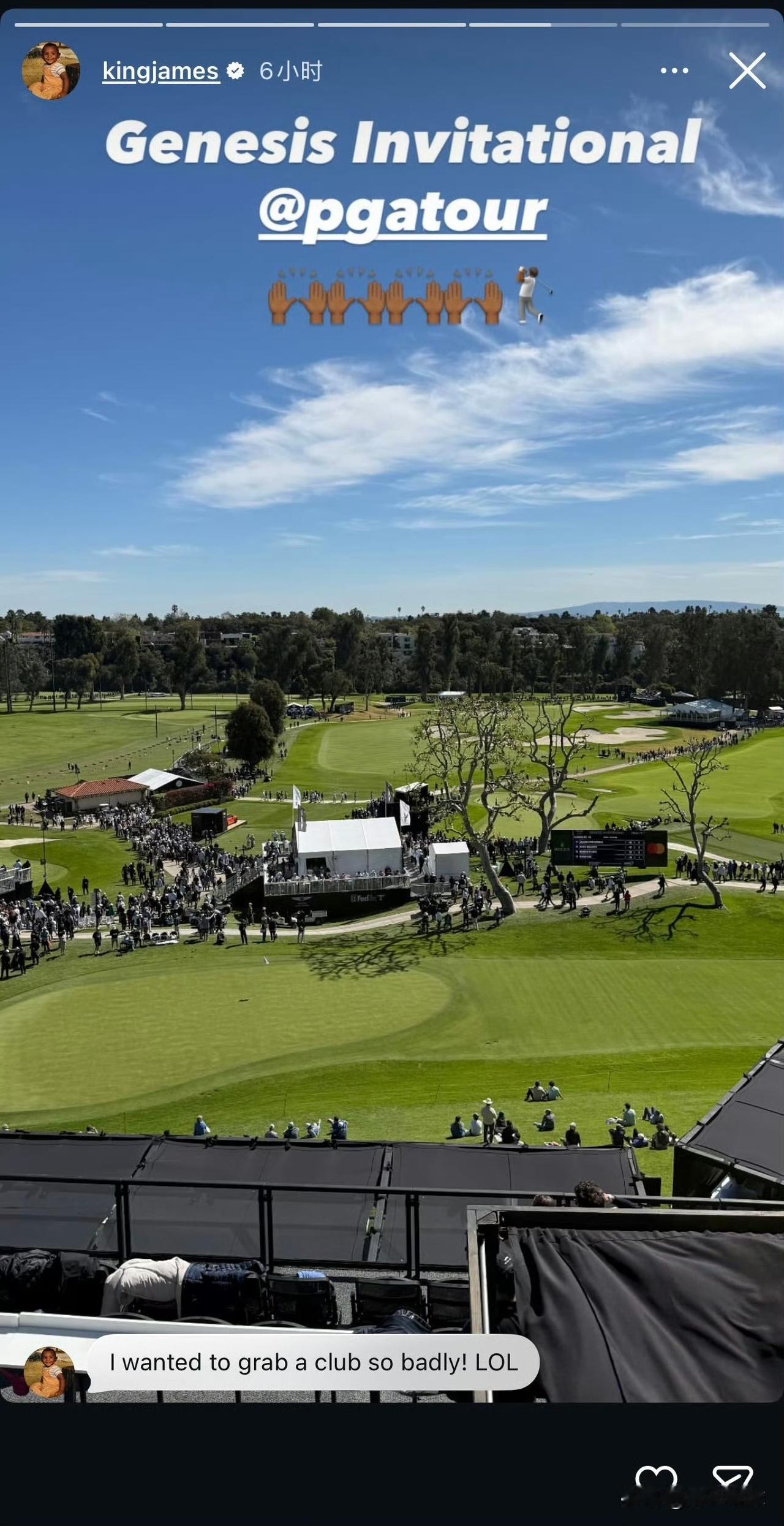 詹姆斯手痒了！

今天湖人队没有比赛，他们全队成员都被邀请到里维埃拉乡村俱乐部观