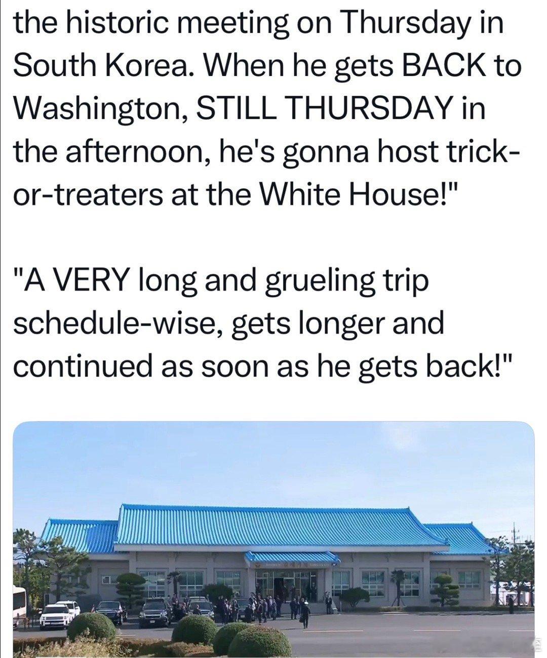 预留的会面时间不长，因为他要赶回DC，参加周四的白宫万圣节活动🎃 ​​​