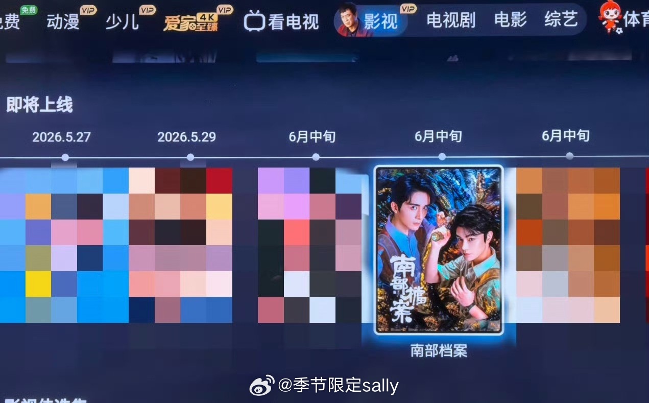 南部档案六月中旬上线，电视上已经出预告了