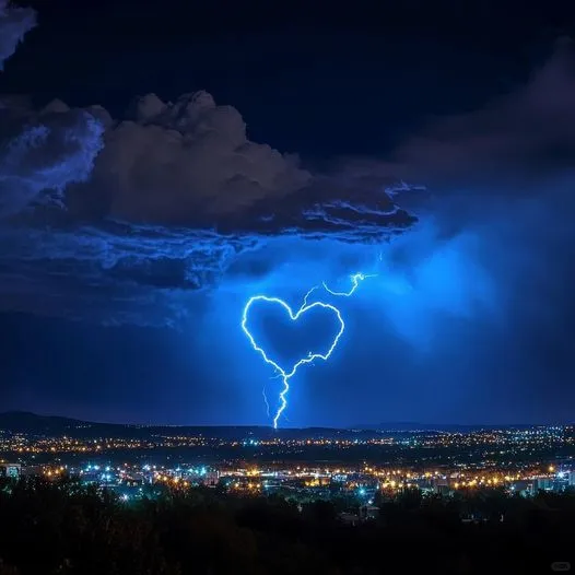 心型闪电 - 夜幕下的浪漫奇观
