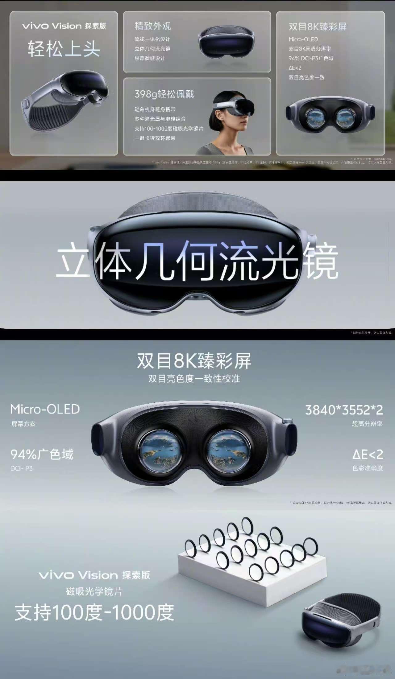 8K Micro-OLED 双目臻彩屏，P3 全域色准，出厂逐台双目校色，色彩容