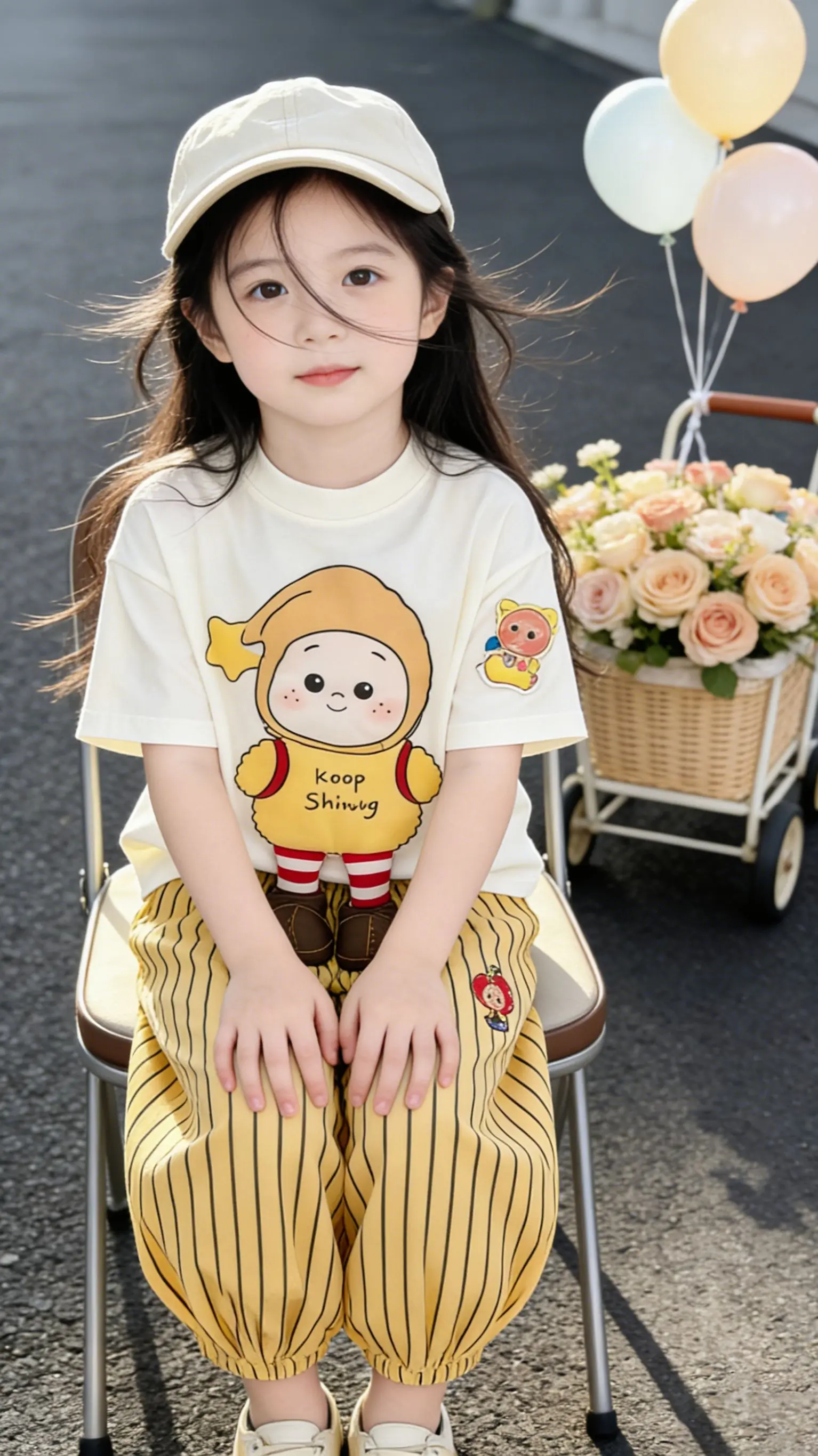 人类幼崽的可爱密码。立体玩偶T恤+条纹裤，萌到心巴上✨奶黄包本包！这套...