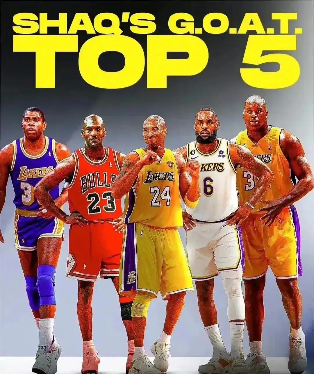 奥尼尔谈历史NBA前五球星

乔丹，历史第一人

科比，历史第二得分后卫

魔术