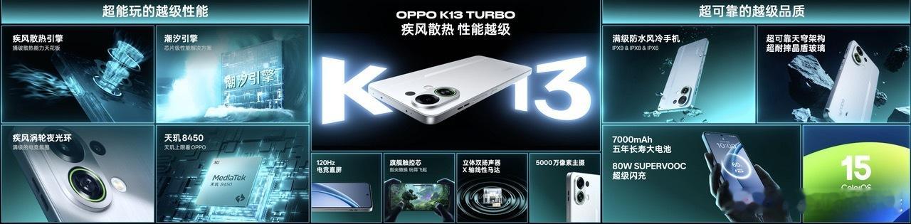 OPPO K13 Turbo的亮点就在于带主动散热风扇的同时还防水，这是黑厂一次