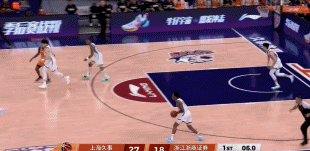 上海G2依然攻防积极高效，首节以上海27：20广厦，一开始上海就打出11：0，打