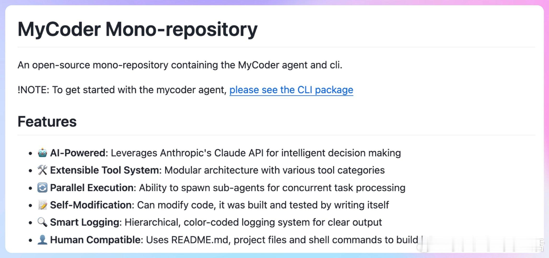 【[201星]MyCoder：强大的命令行AI编程助手，让代码生成和优化变得轻松