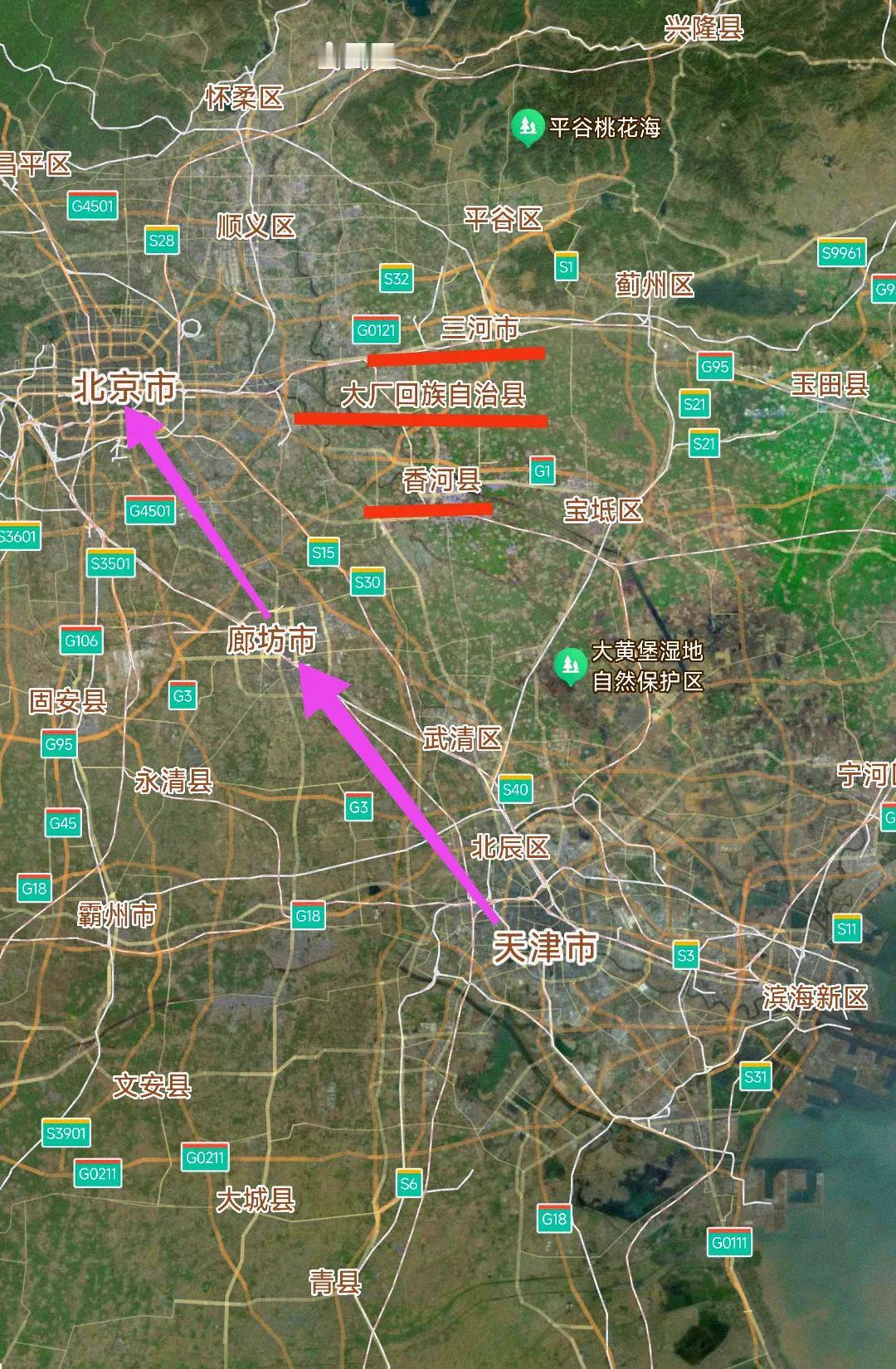 廊坊真的可惜了。虽然廊坊市区跟北京、天津市能连成一条直线，只可惜地理区位得天独厚