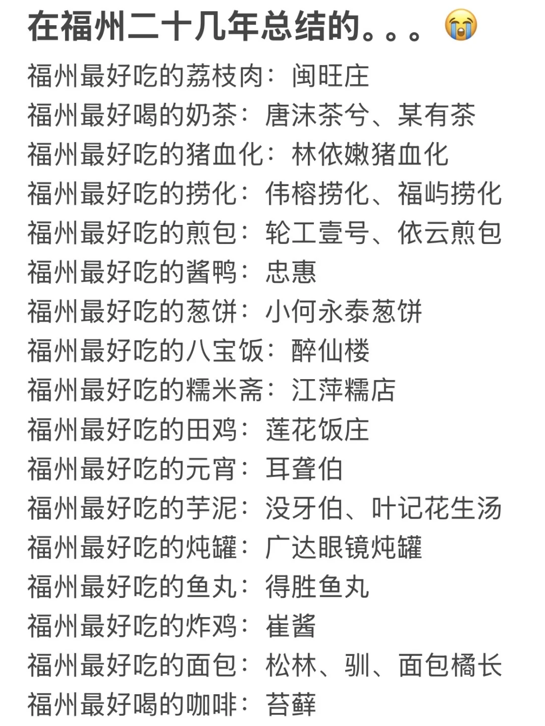 在福州生活20多年总结的…