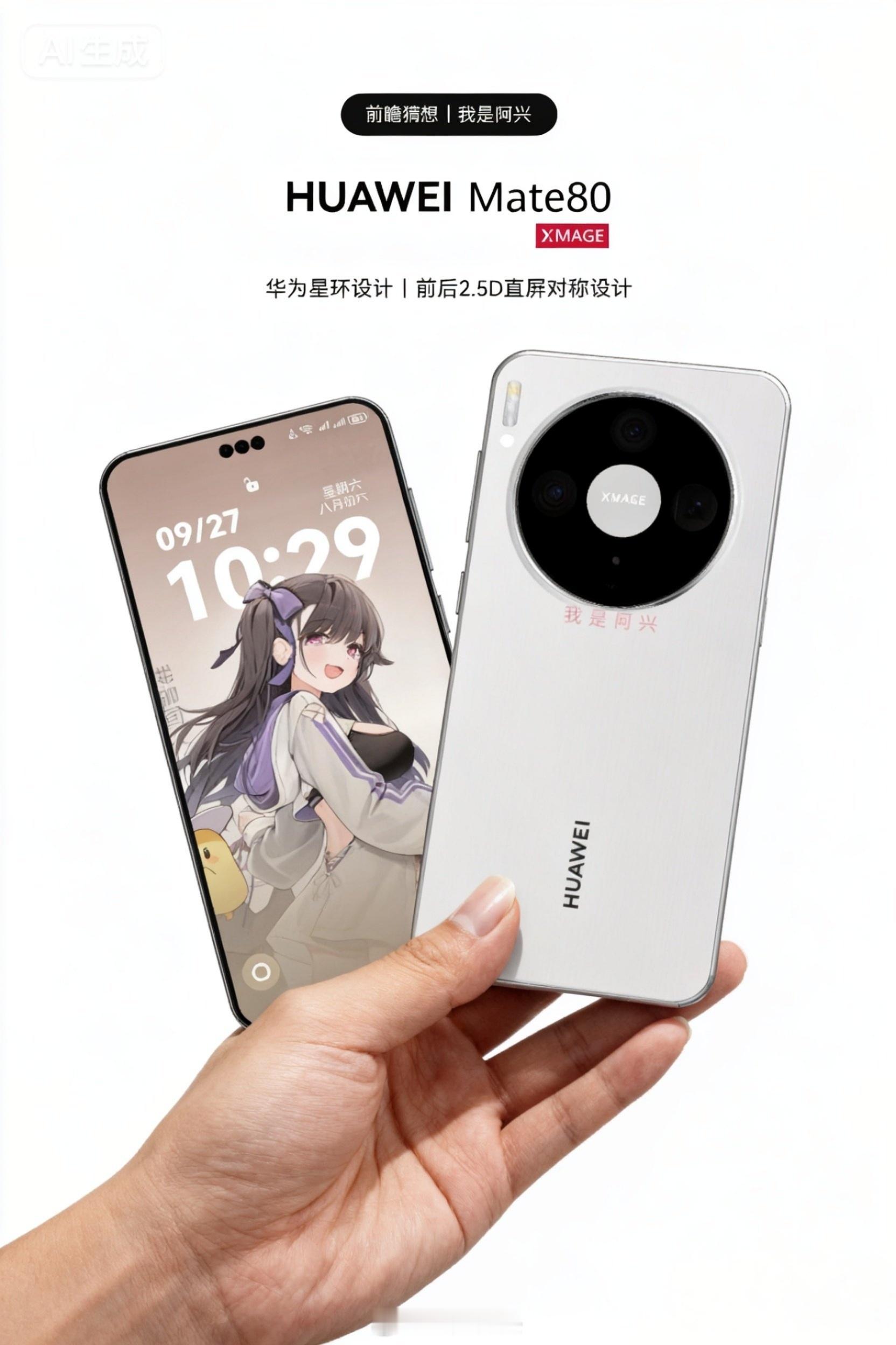 这次华为Mate80美感被下面那个圈破坏了，我心目中的华为Mate80长这样，闪