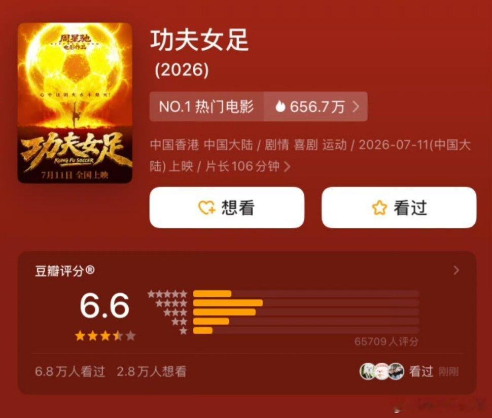 《功夫女足》开分6.6张小斐｜迪丽热巴｜张艺兴 