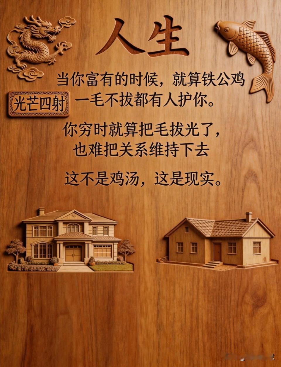 人生最现实的一句话，戳中无数人的心！ 当你富有时，就算铁公鸡一毛不拔，身边也从不