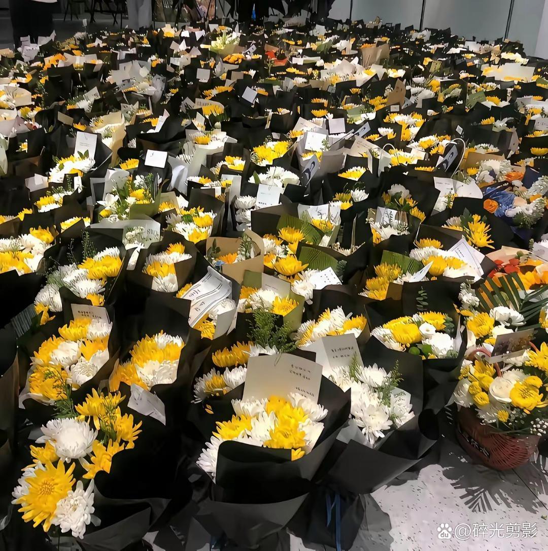 凌晨四点，苏州殡仪馆外几公里长队静默如水，没人指挥，全是自发赶来的普通人手捧白菊