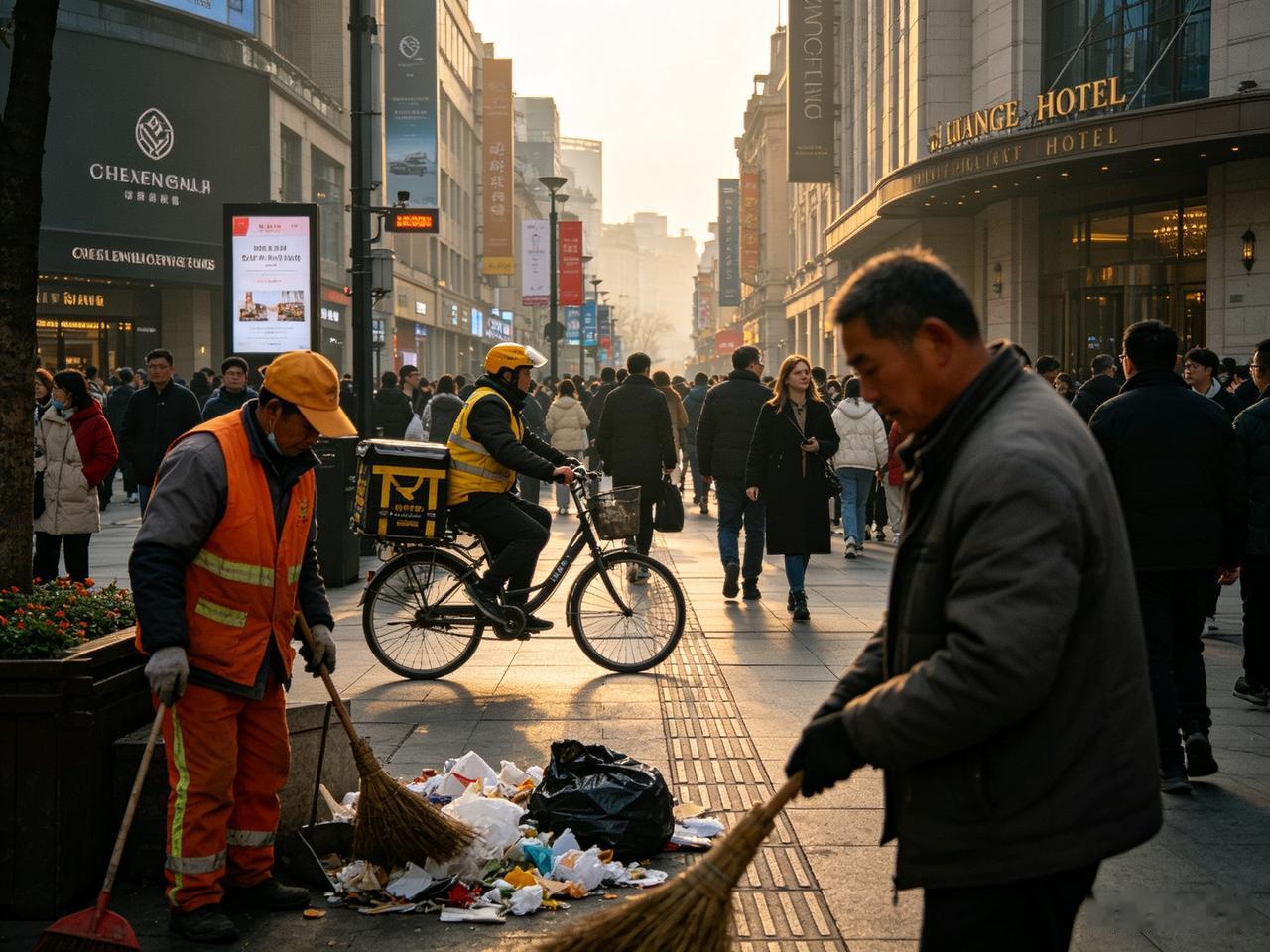 外国游客挤满网红街巷，本地打工人傻眼：热闹是别人的，红利和我无关。
 
走在市中