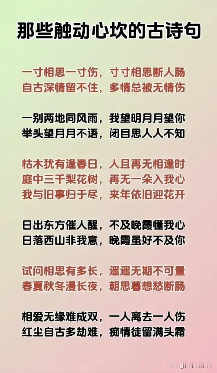 古诗句触动心坎，字里行间见真情。
