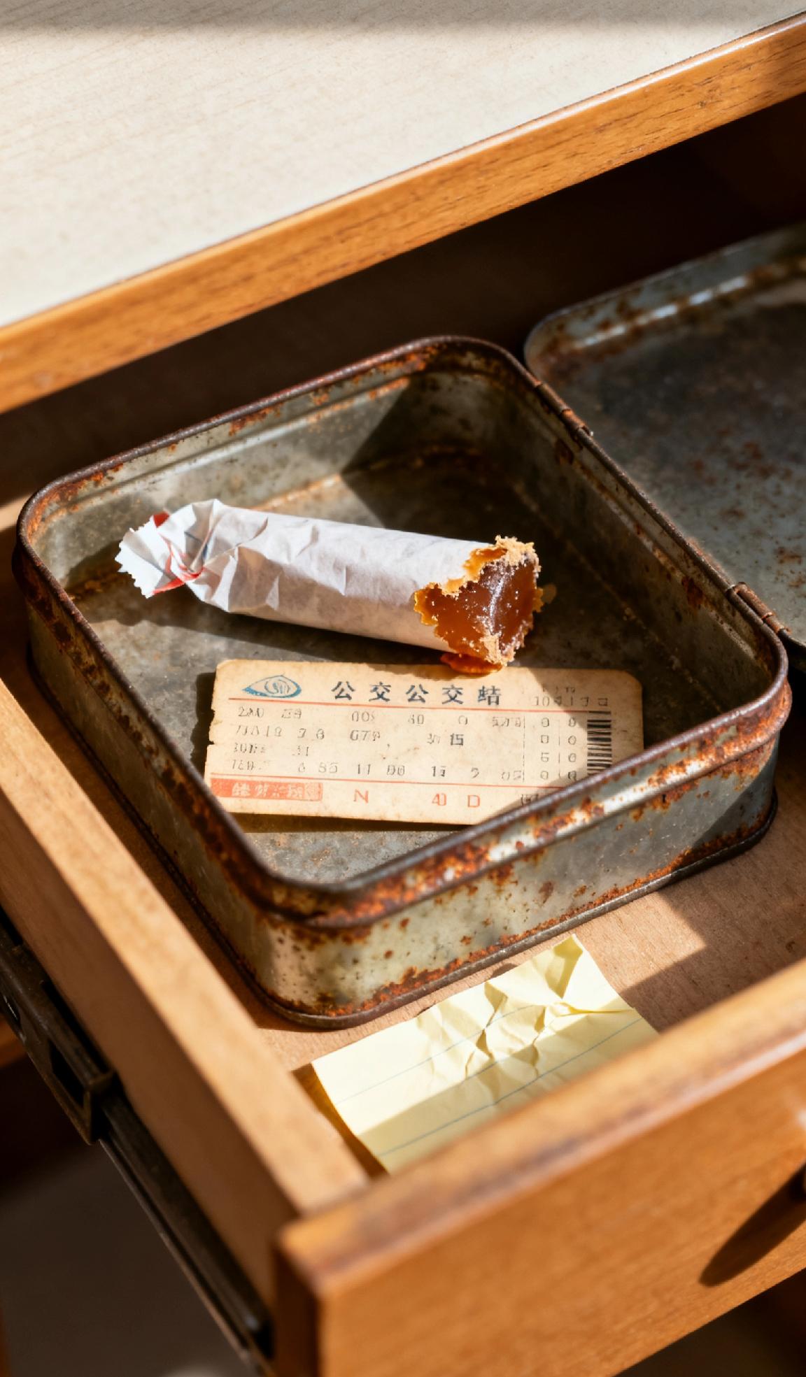 收藏书桌最下层的抽屉里，藏着个锈了边的铁盒子——是外婆当年给我的，说“装些舍不得