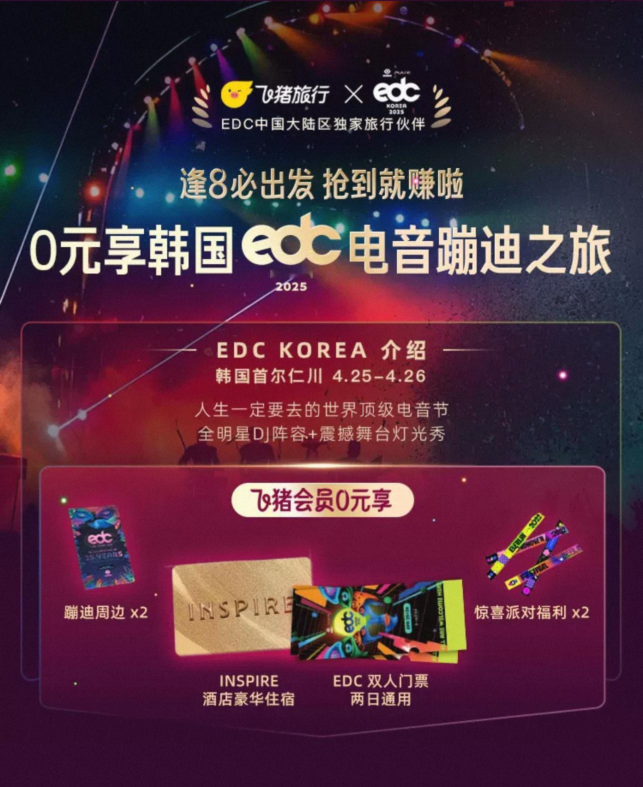 福利来啦！！飞猪你是知道怎么玩的！这么懂年轻人的心思，为庆祝飞猪成为EDC KO