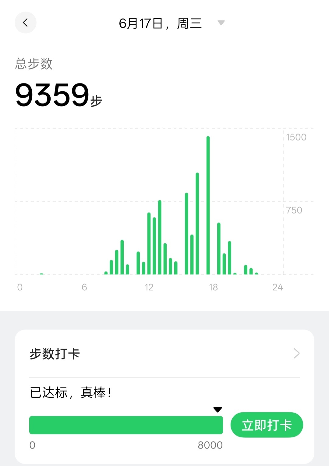 晚安6今日目标达成 9359步