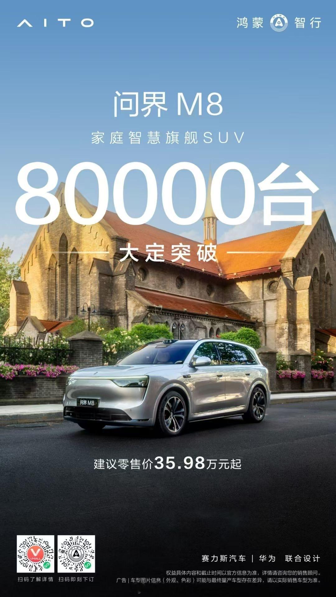 M8大定八万台了现在订车差不多要等四个月以上[思考]问界汽场全开问界m8  ​​