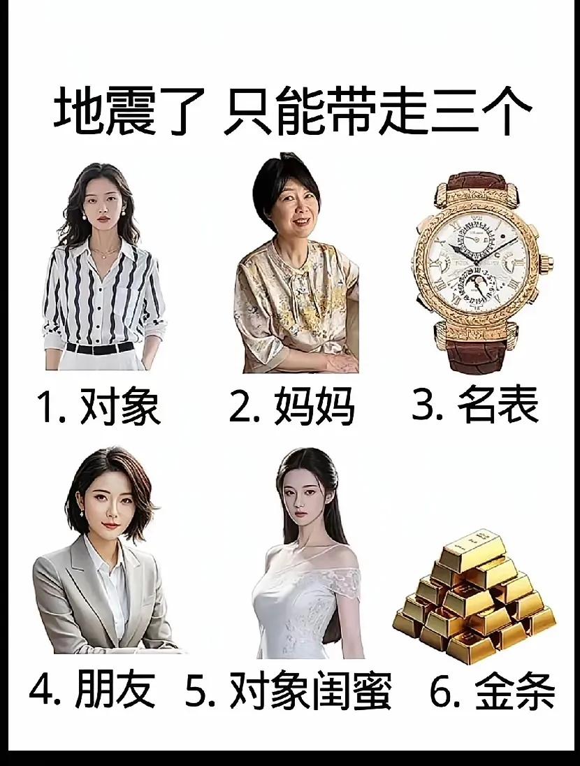 发生地震，男人们只准带走三样，大家是怎么选择的家？
