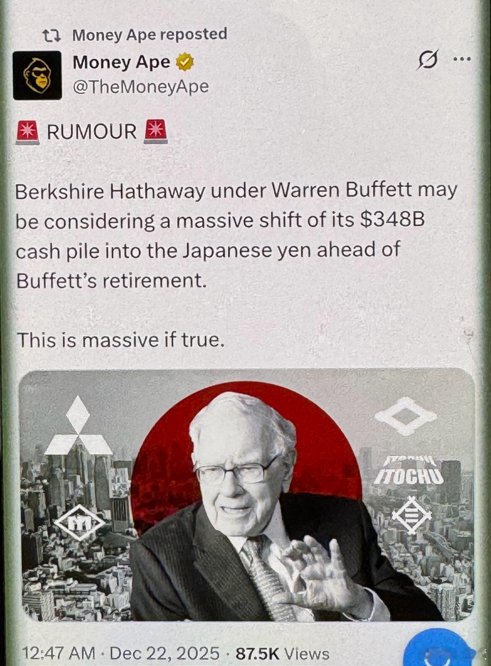 山摇地动的惊天传闻：沃伦·巴菲特执掌的伯克希尔-哈撒韦公司，或正考虑在巴菲特卸任