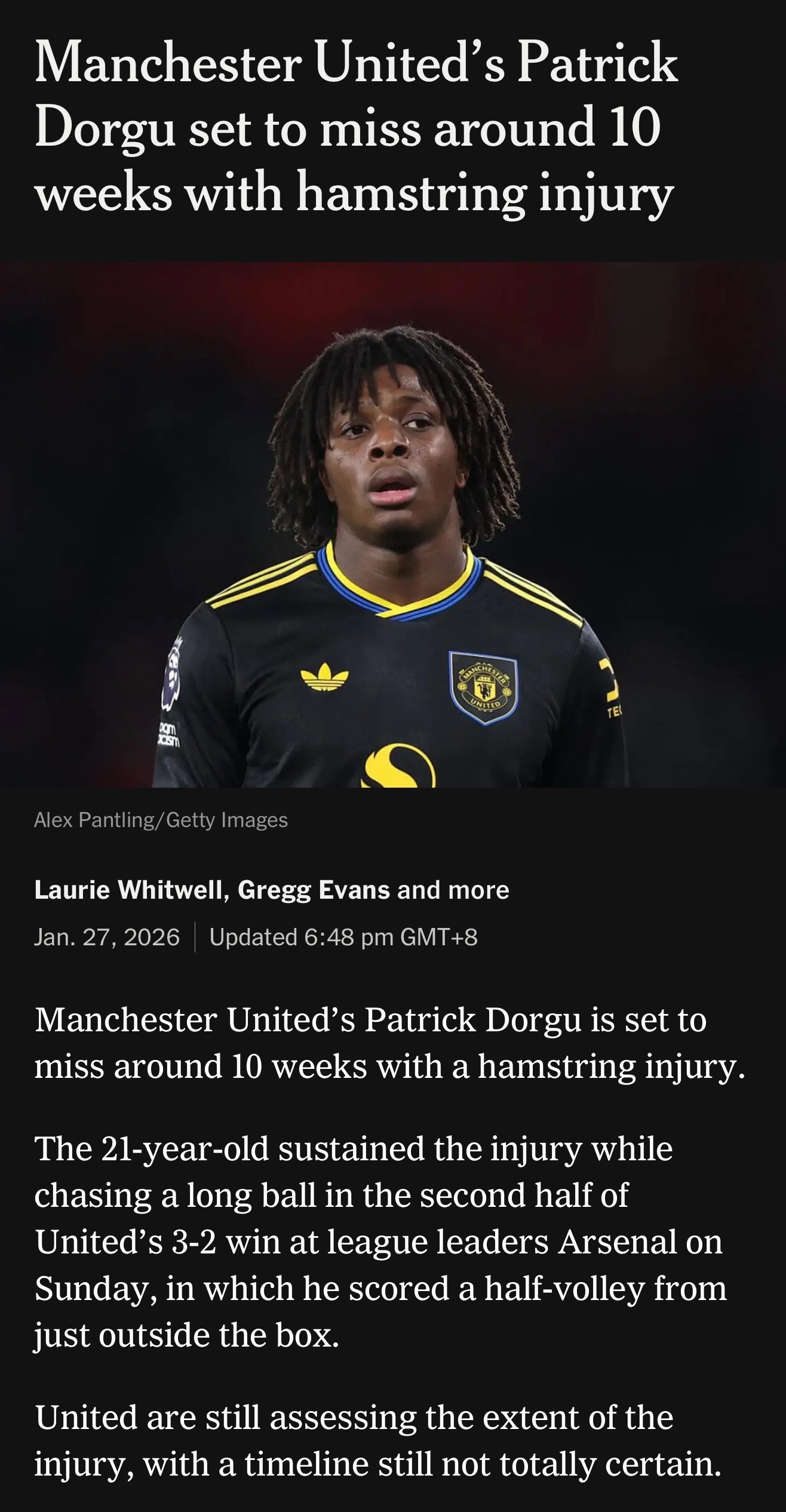 多古伤停10周…完了