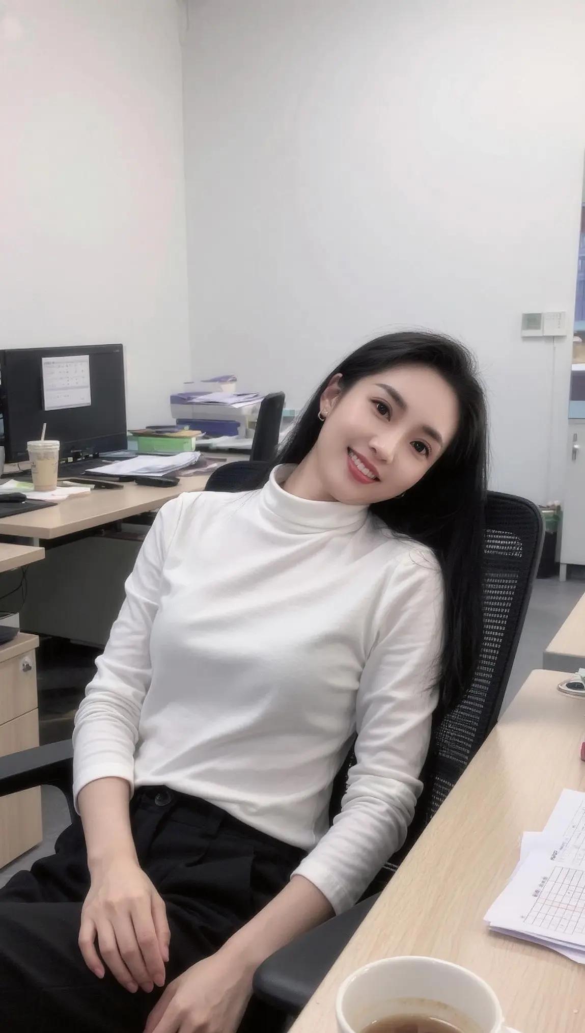 努力工作的女人很美 上班中抖一下