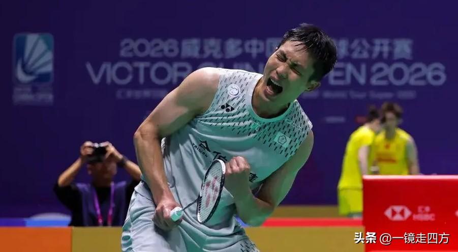 中国羽毛球公开赛男单半决赛战罢，在中国台北德比战中，36岁老将周天成以21-18