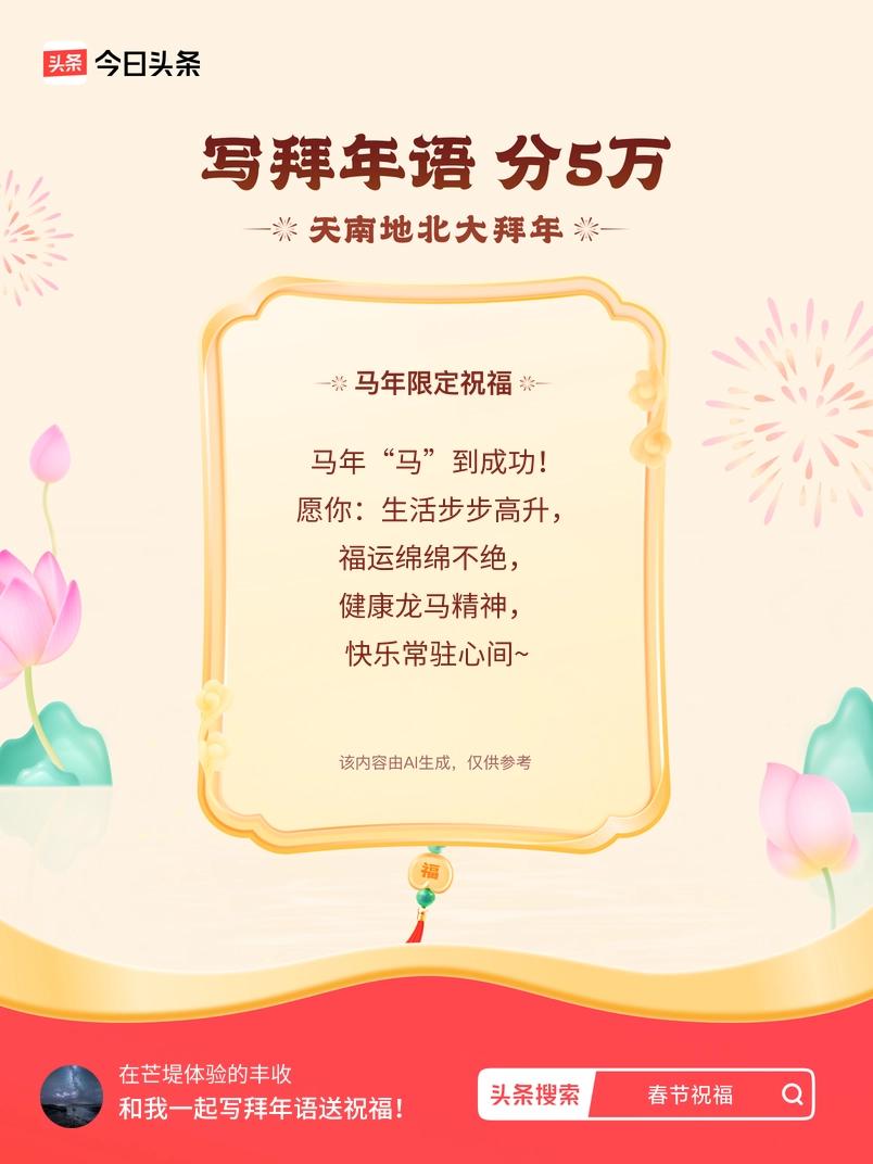 写拜年语送祝福新春拜年送祝福！我的祝福是：“马年“马”到成功！愿你：生活步步高升
