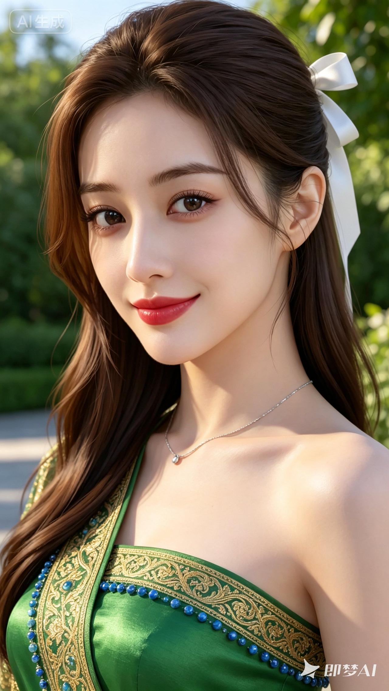 清新自然，甜美可人，绿意盎然，宛如夏日的一抹清新。