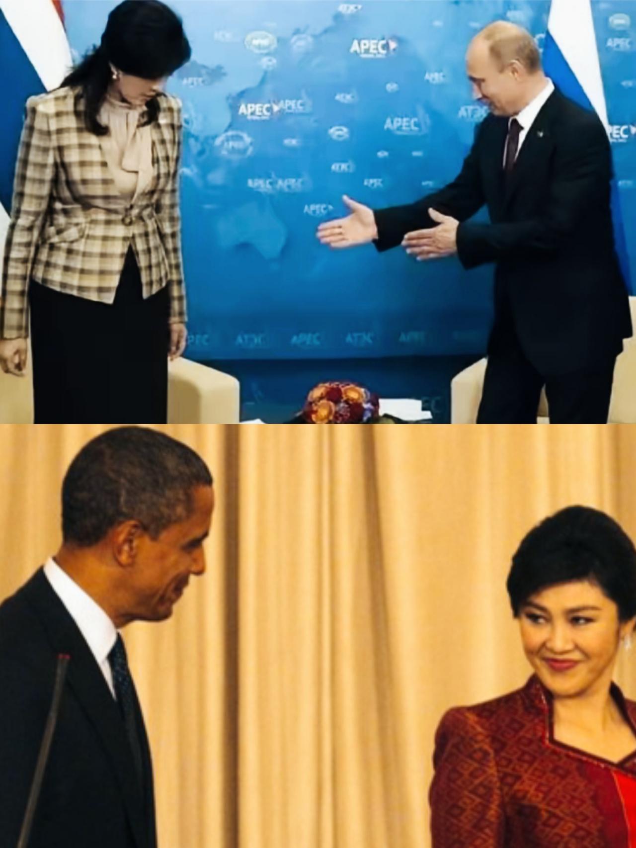 奥巴马和普京面对英拉时，是不是都表现的很特别啊？
普京面对英拉时是不是很谦逊啊？