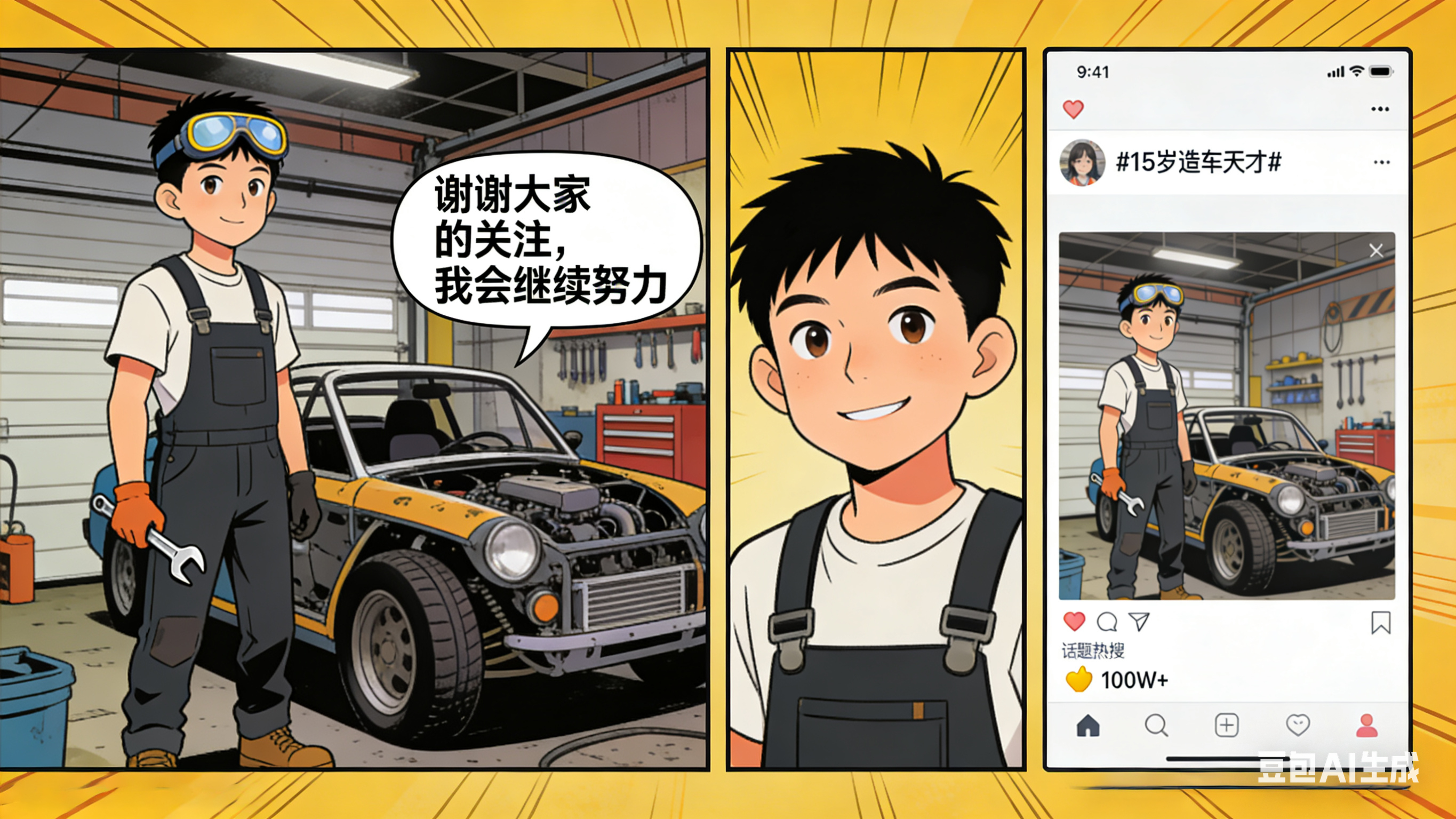 15岁造车天才回应走红 真厉害啊，家里人也做相关方面的吗，真是未来可期！目前确实