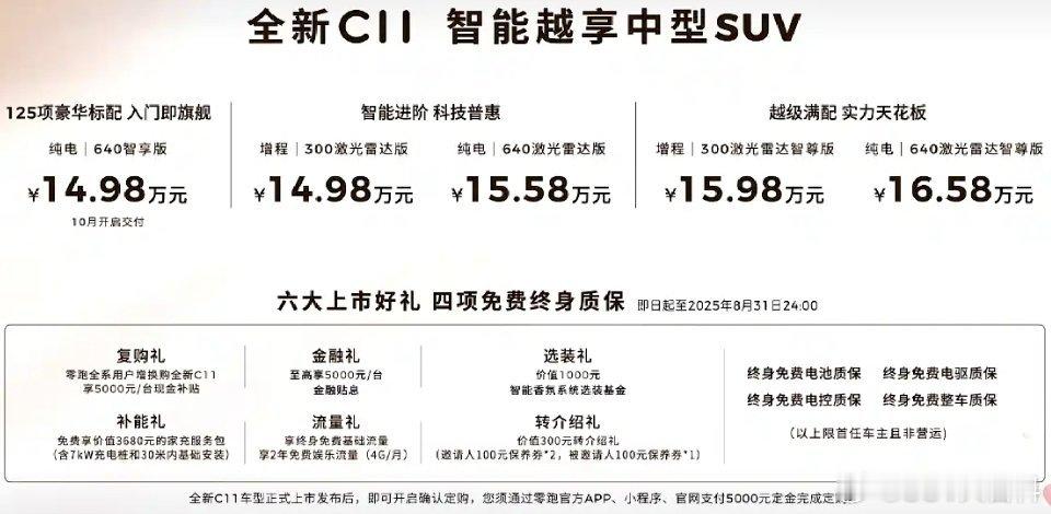 双叉臂+无框门+800V+激光雷达普及的零跑全新c11 ，只卖14.98万起？恐