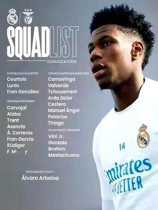 皇马更衣室炸了。
 
姆巴佩、贝林厄姆、罗德里戈全倒下，锋线只剩维尼修斯一人扛。