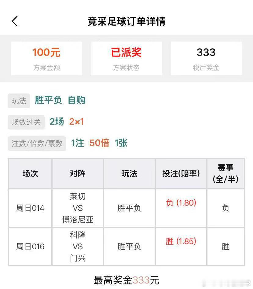 今天这张二串一，不是简单的运气，更像是这段时间坚持看球、复盘、筛选的回报。 每一