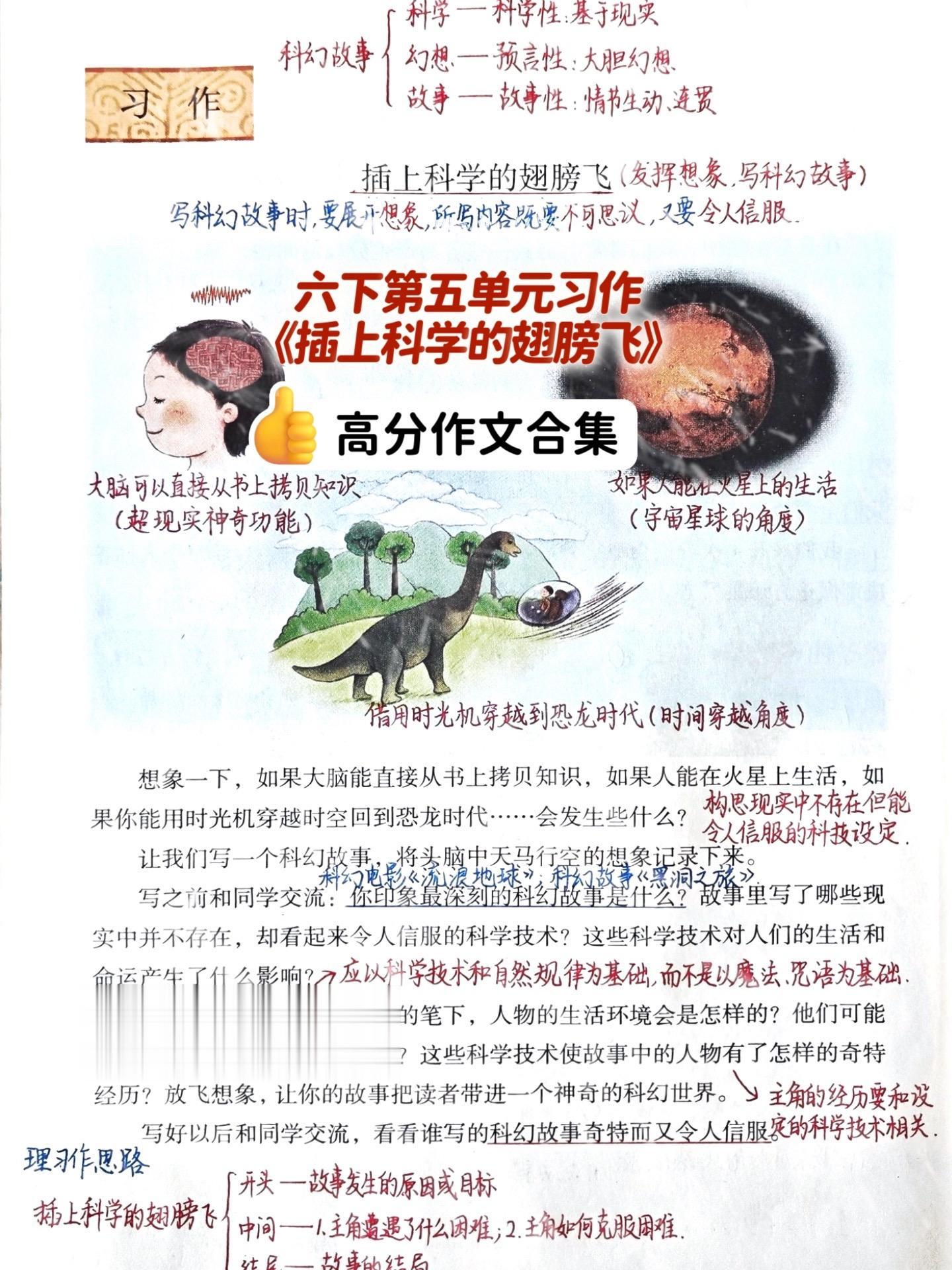 《插上科学的翅膀飞》，满分作文合集。小学六年级下册第五单元习作《插上科...