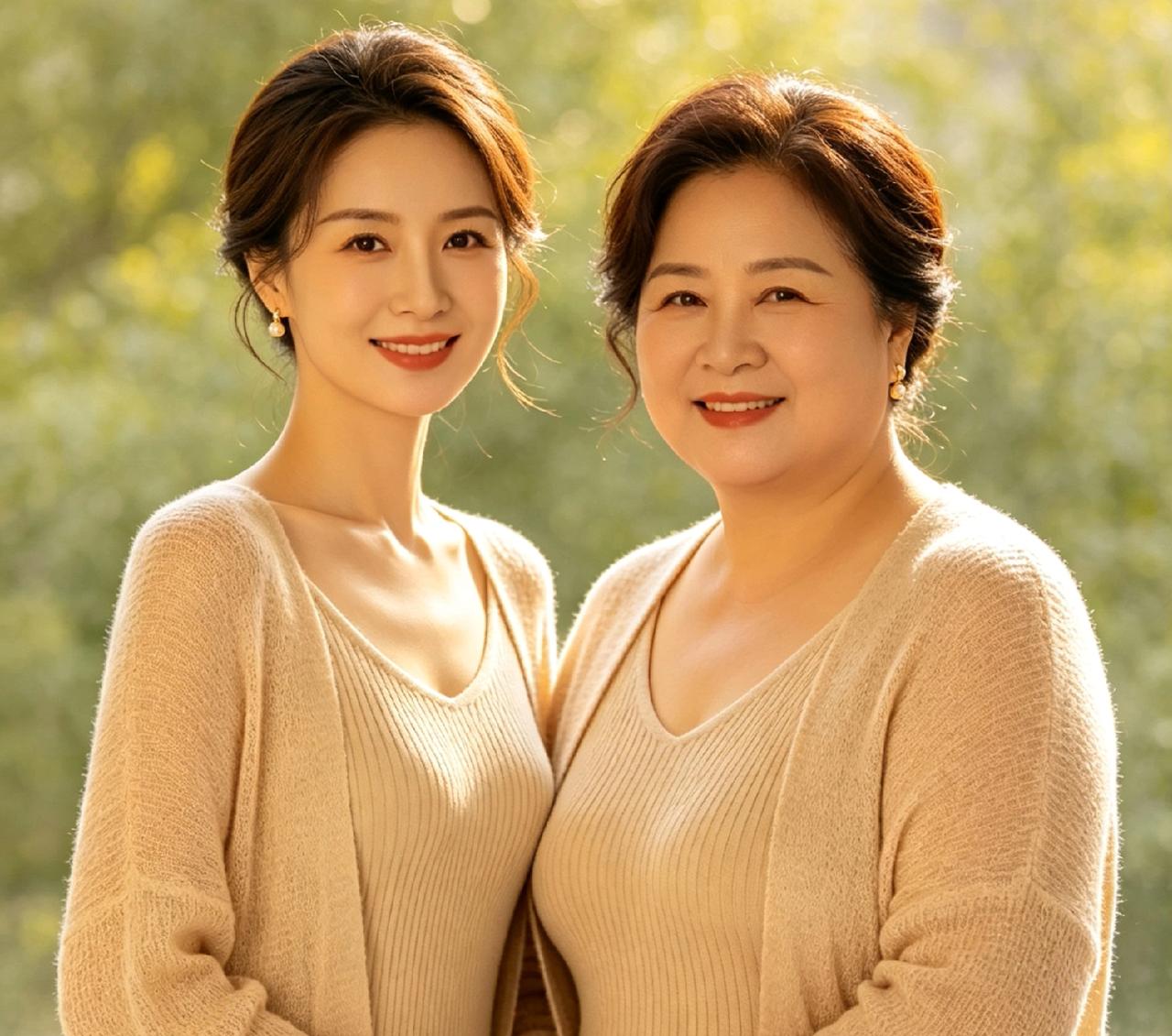 她的自律成就了她的窈窕轻盈，
我的散漫养出了我的珠圆玉润。

曾经被认为是双胞胎