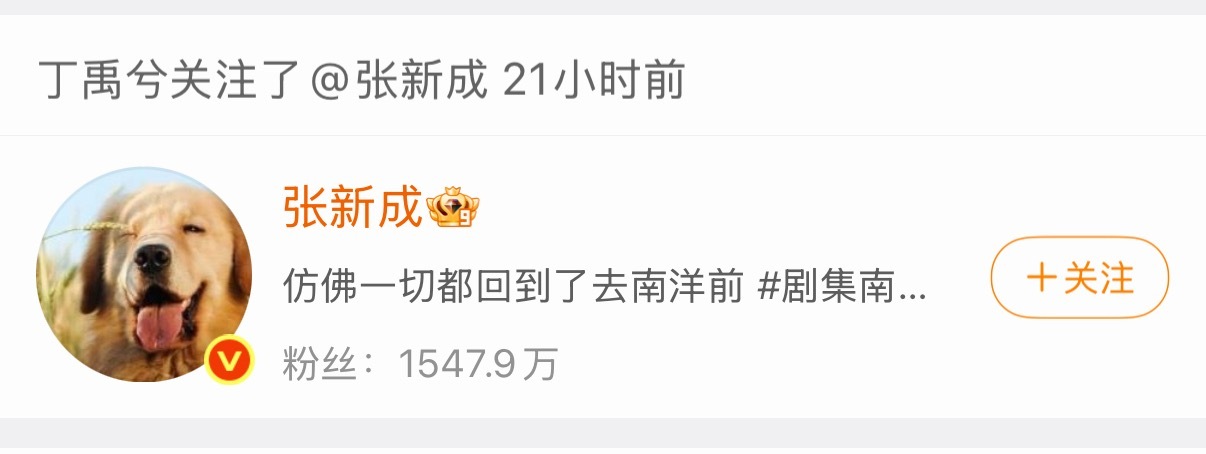 丁禹兮为剧宣取关张新成这不就刚好达到了剧宣的效果了，挺好挺有创意啊！ 