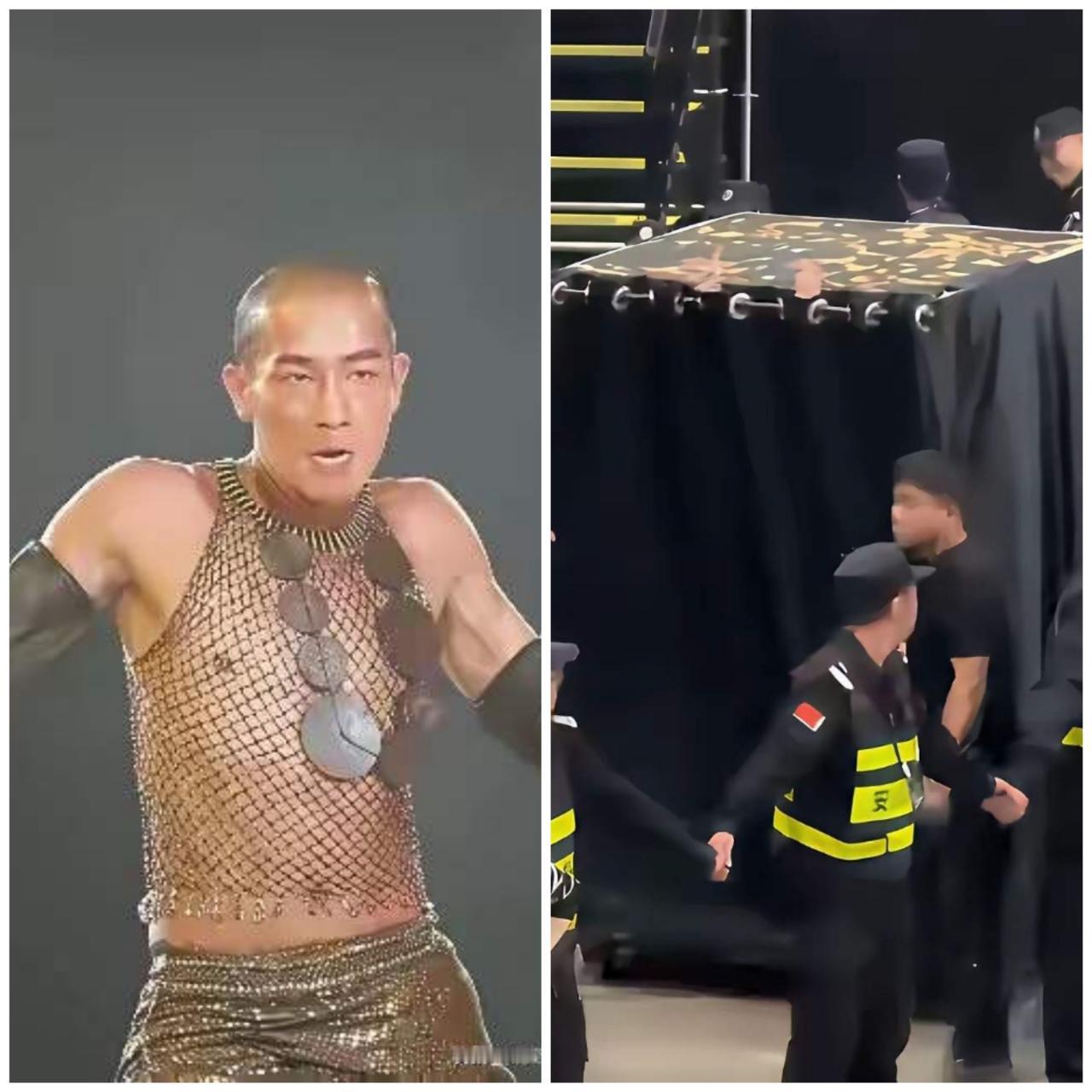 现在全网最后悔的人，
估计就是陈小春了。

他今年 59 岁了，光着膀子站在舞台