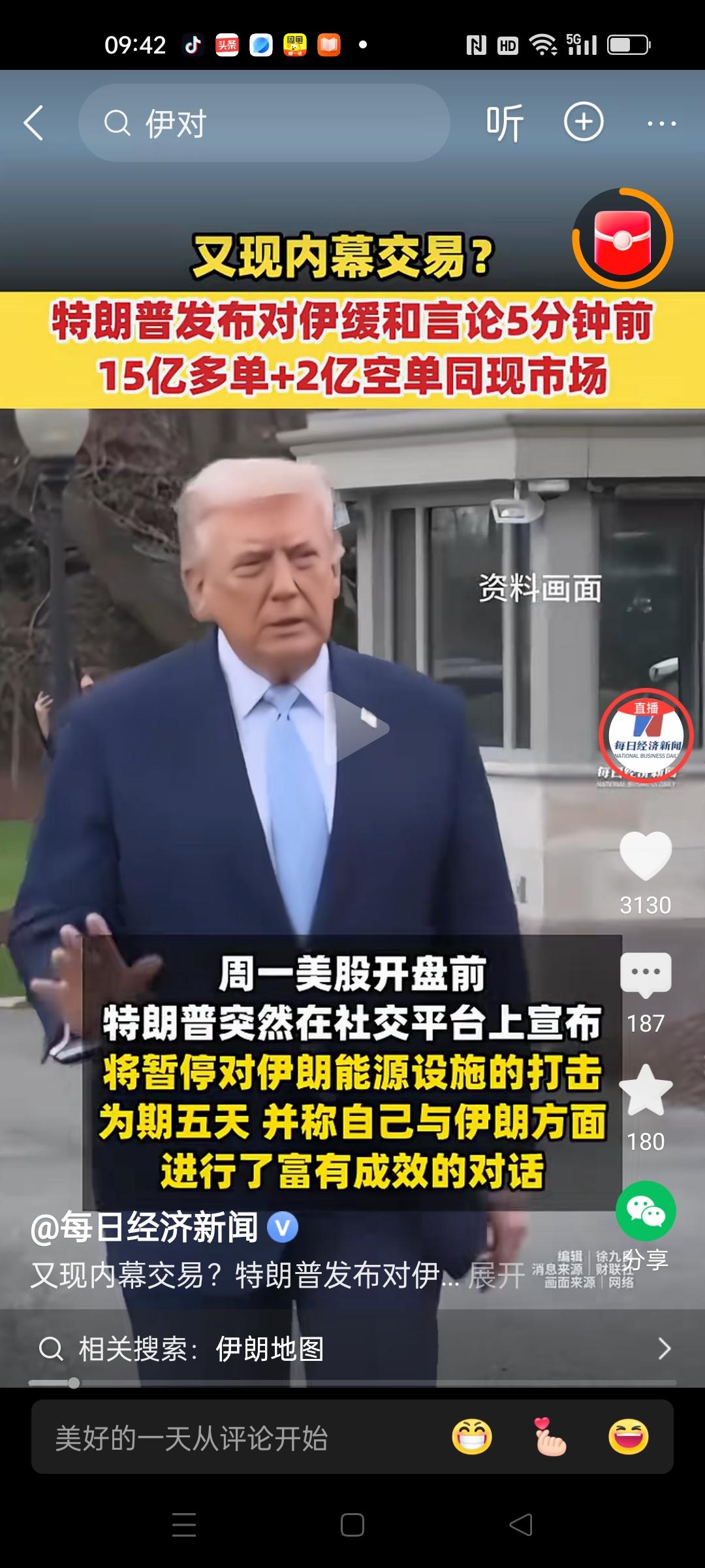 美国也有内幕交易！
特朗普发表声明暂缓对伊朗能源发动打击，称已经与伊朗达成协议，